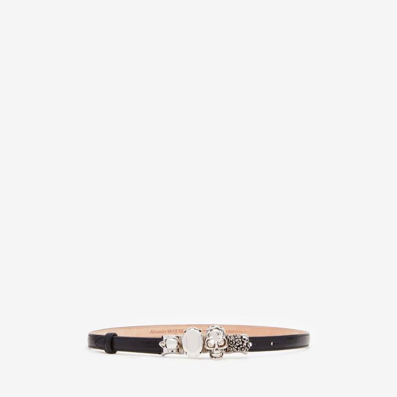 Alexander McQueen Women's Black The Knuckle Belt - 70 (Calf Leather)